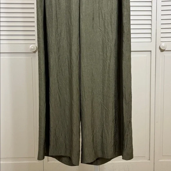 NWT J. Crew Olive Wide Leg Stratus Pant in Textured Satin XL - Picture 7 of 14